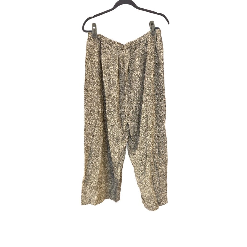 Eileen Fisher Patterned Cream Black Pull On Pant Trouser Size XL Womens - Picture 2 of 4